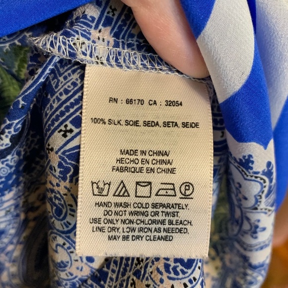 Anthropologie Maeve Mixed Print Silk Top - Picture 6 of 7